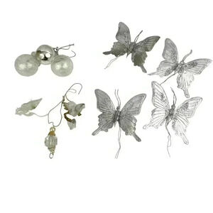 VTG‎ Lot of 10 Mercury Glass Ornaments Butterflies Cherub Bird Holiday Christmas